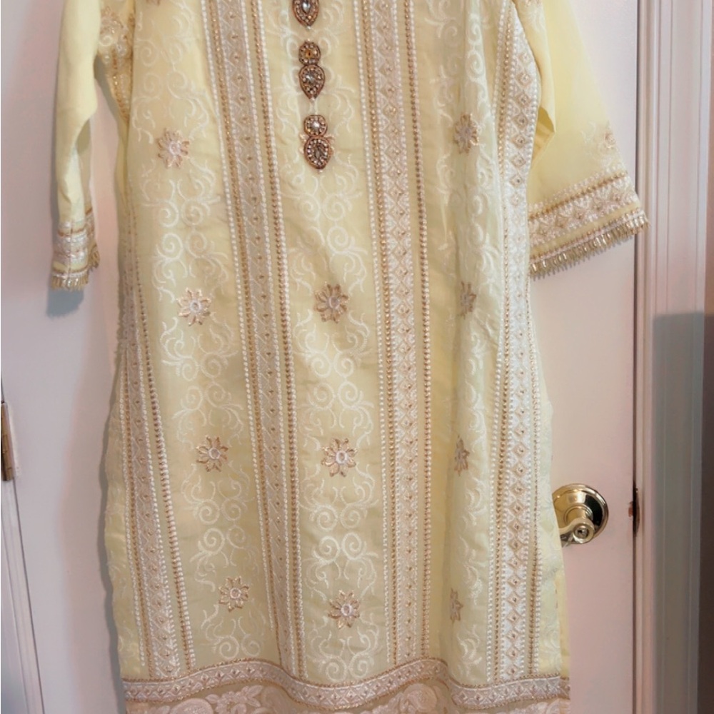 Elegant Cream Embroidered Midi Dress